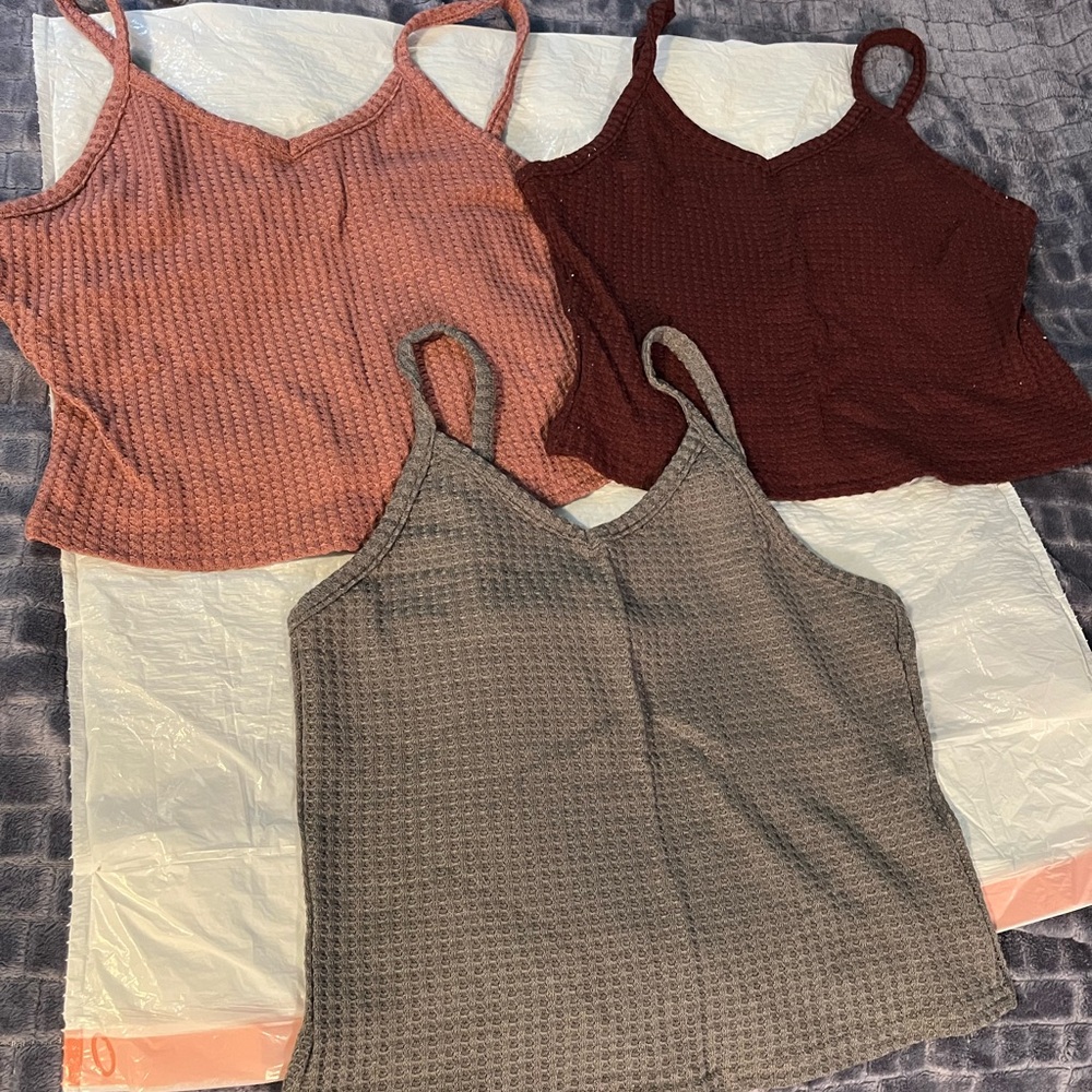 Forever 21 Pink and Red Ribbed Fitted Camisole
